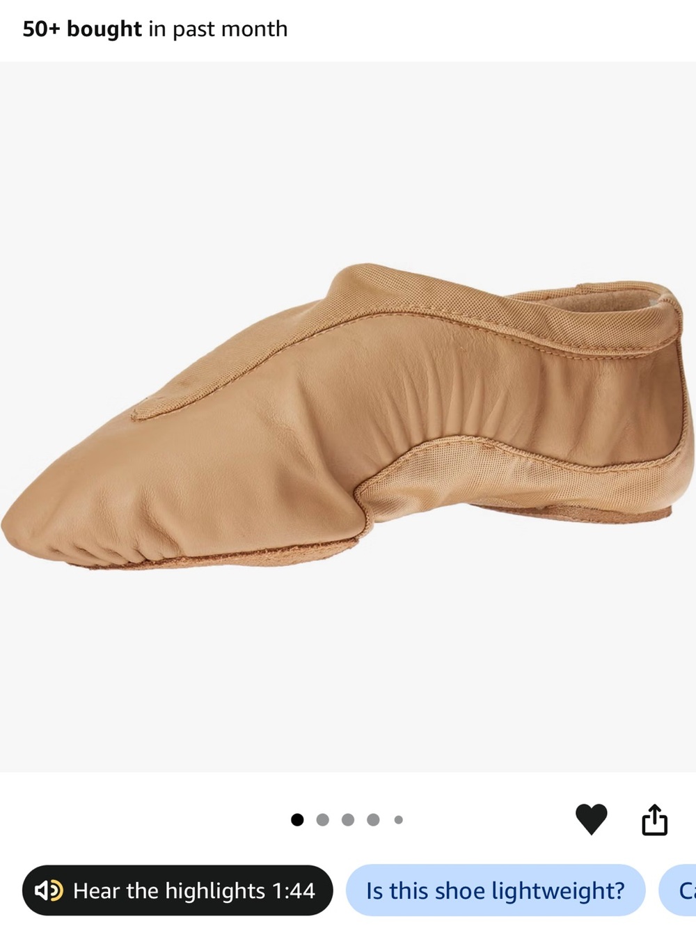 Bloch Dance Children’s Pulse leather Jazz shoe. Tan. Girls Sz 5. Dance shoe. NWT